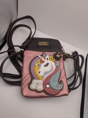Chala Cellphone Crossbody Unicorn Purse Convertible Strap Pink 5"x7.5"x1"
